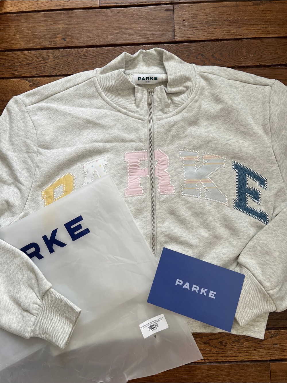 PARKE Birthday Patchwork Zip Up Mockneck Size XS New In Bag NWT
